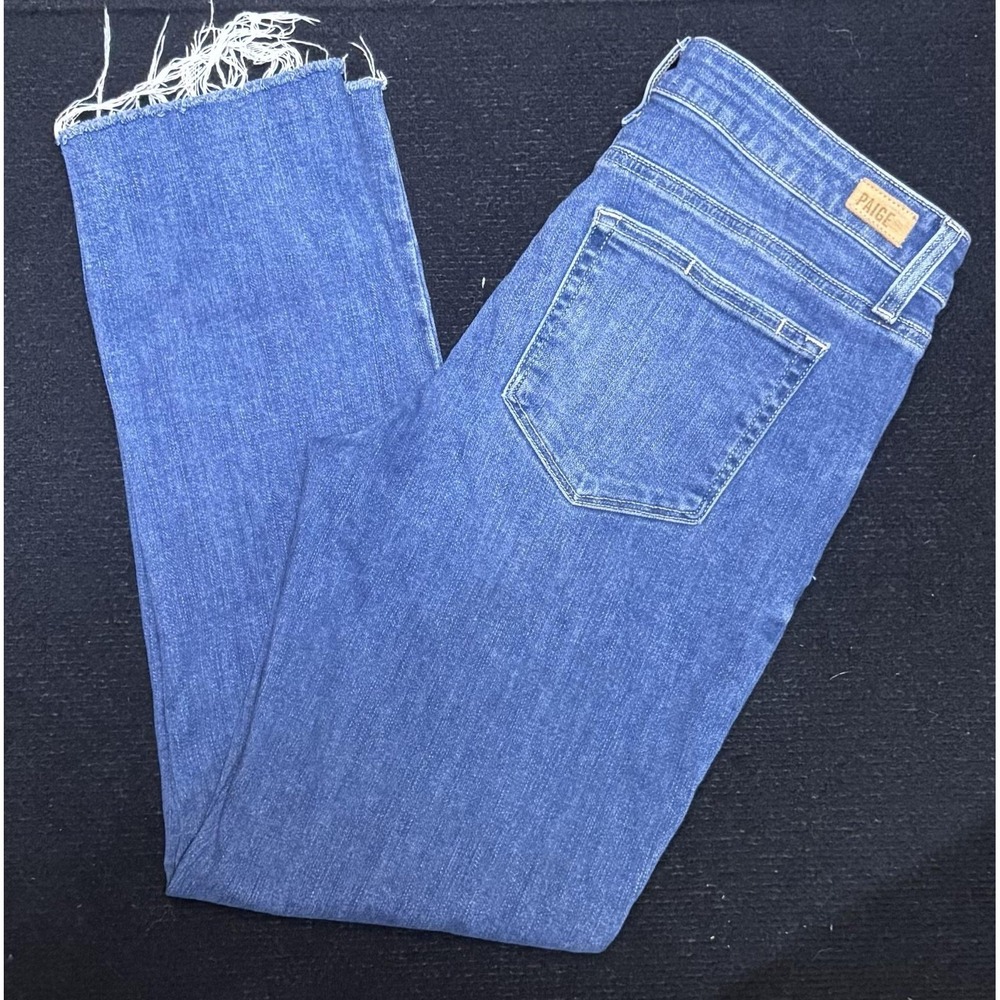 Paige Brigitte Jeans Womens 28 Blue Medium Wash Straight Cropped Raw Hem Denim